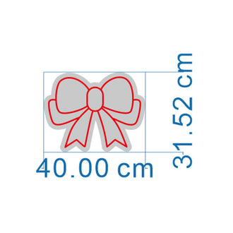 Red Ribbon NEON LED Sign design showing dimensions 40 cm x 31.52 cm in red and grey colors.