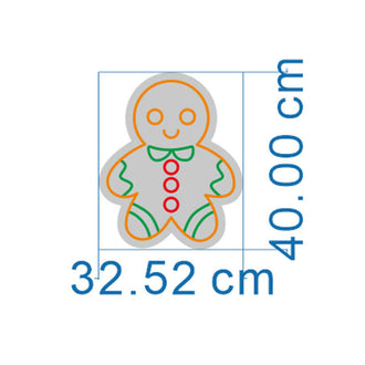 Gingerbread Man NEON LED Sign dimensions, showing 32.52 cm width and 40.00 cm height, ideal for customizable decor.