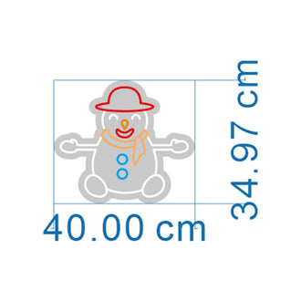 Sitting Snowman NEON LED Sign dimensions 40cm x 35cm on transparent background, showcasing the cheerful snowman design.