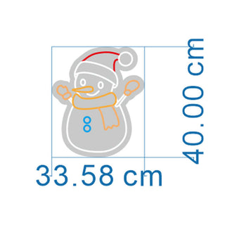 Snowman NEON LED Sign dimensions: 33.58 cm width by 40.00 cm height, featuring a festive snowman design.