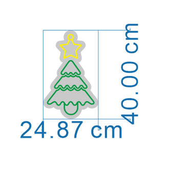 Leafy Christmas Tree NEON LED Sign dimensions: 24.87 cm width, 40.00 cm height, showcasing a vibrant neon tree design.