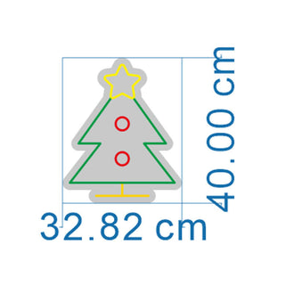 Colourful Christmas Tree NEON LED Sign dimensions with a height of 40.00 cm and width of 32.82 cm.