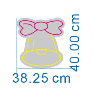 Bell with Pink Ribbon NEON LED Sign dimensions indicating 38.25 cm by 40.00 cm.