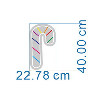 Candy Cane NEON LED Sign dimensions showing 22.78 cm width and 40.00 cm height.