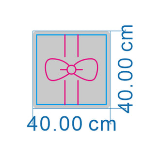 Blue Gift Lid NEON LED Sign design dimensions 40cm x 40cm featuring a bow graphic.