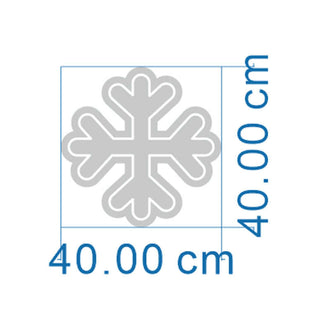 Snowflake NEON LED Sign dimensions showing 40cm x 40cm size for customizable neon decor.