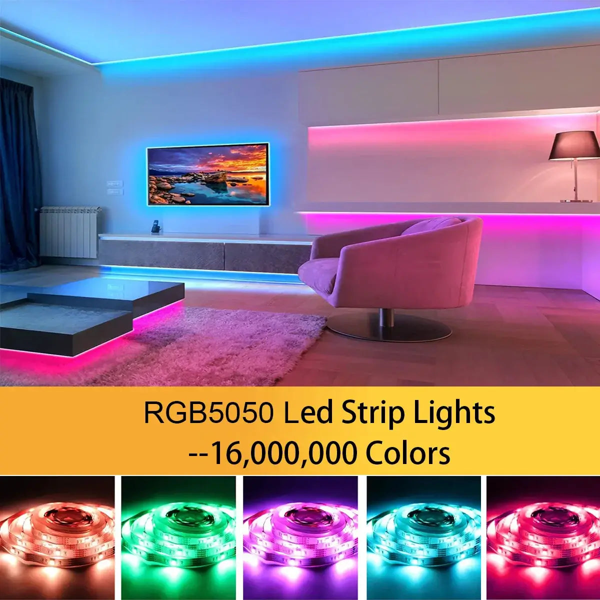 LED Strip Lights USB Powered RGB 5050 with Remote Control and Blue LED Addict