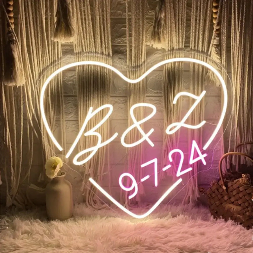 Heart And Sign Custom Heart Neon Sign - Personalized LED Decor – LED Addict