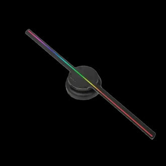 LED 3D HD Holographic Sign Spinning Projector - 42cm with colorful light display on a rotating base.