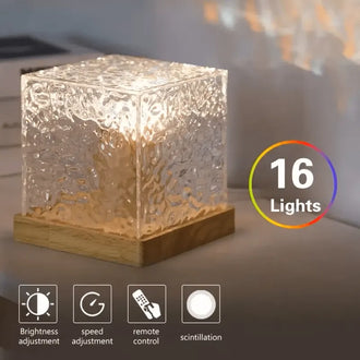Ocean Wave RGB Aurora Lamp Cube with remote control, 16 color-changing lights for decorative lighting in home.