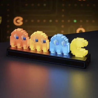 LED Pac-Man and Ghosts night light with colorful pixel design, perfect for gaming room decor.
