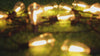 Softly glowing ST38 string lights on green grass, creating a warm ambiance for outdoor decor.